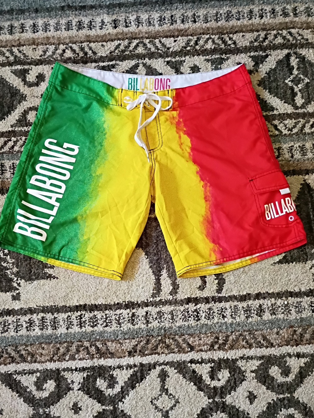 Billabong Women's Green Yellow Red Gradient Board Shorts